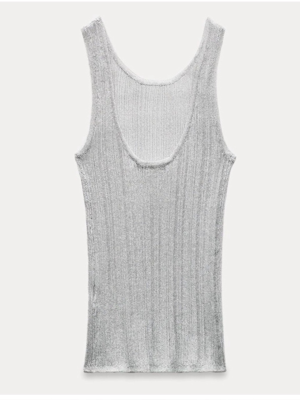 [Zara] Silver Ribbed Knit Tank Top
